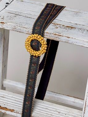 POL Floral Embroidered Beaded Buckle Belt